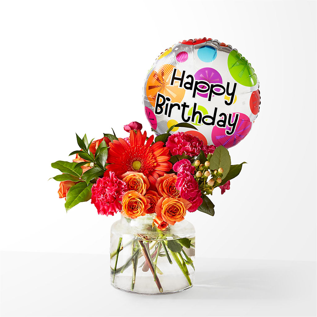 Fiesta Bouquet with Birthday Balloon – Rose Girls, Whittier CA