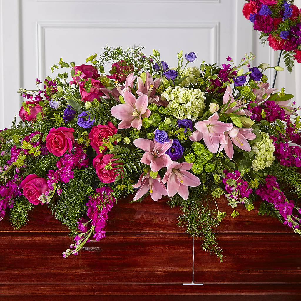 Radiant Tribute Casket Spray – Rose Girls, Whittier CA
