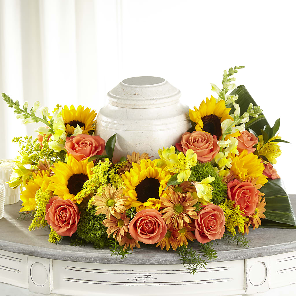 Faithful Sunflower Cremation Adornment – Rose Girls, Whittier CA