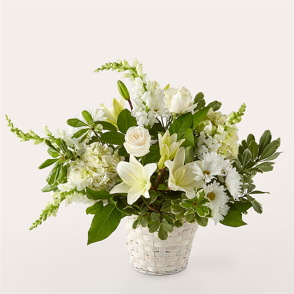 Ivory Elegance Floral Basket – Rose Girls, Whittier CA