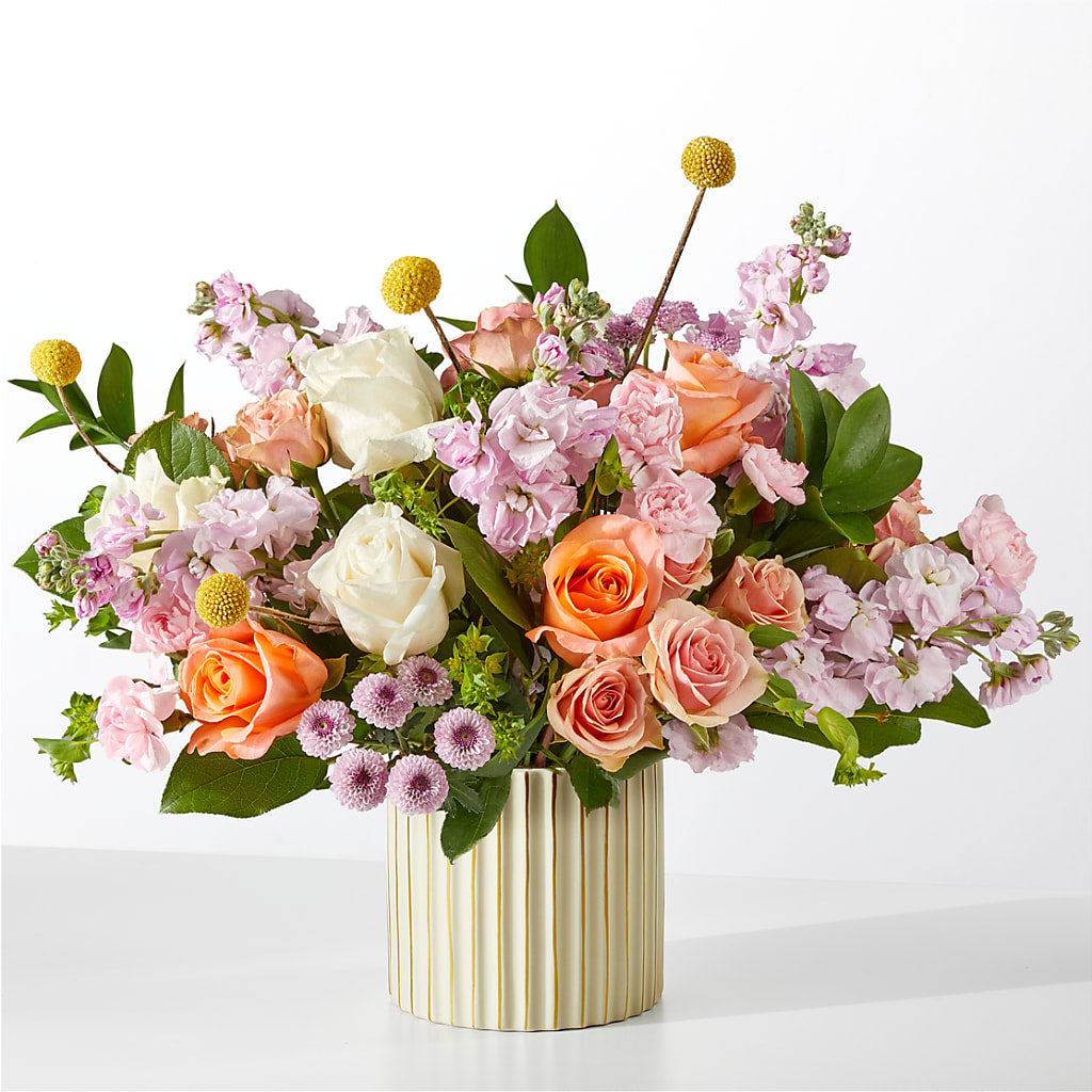 French Market Bouquet with Ivory Vase – Rose Girls, Whittier CA
