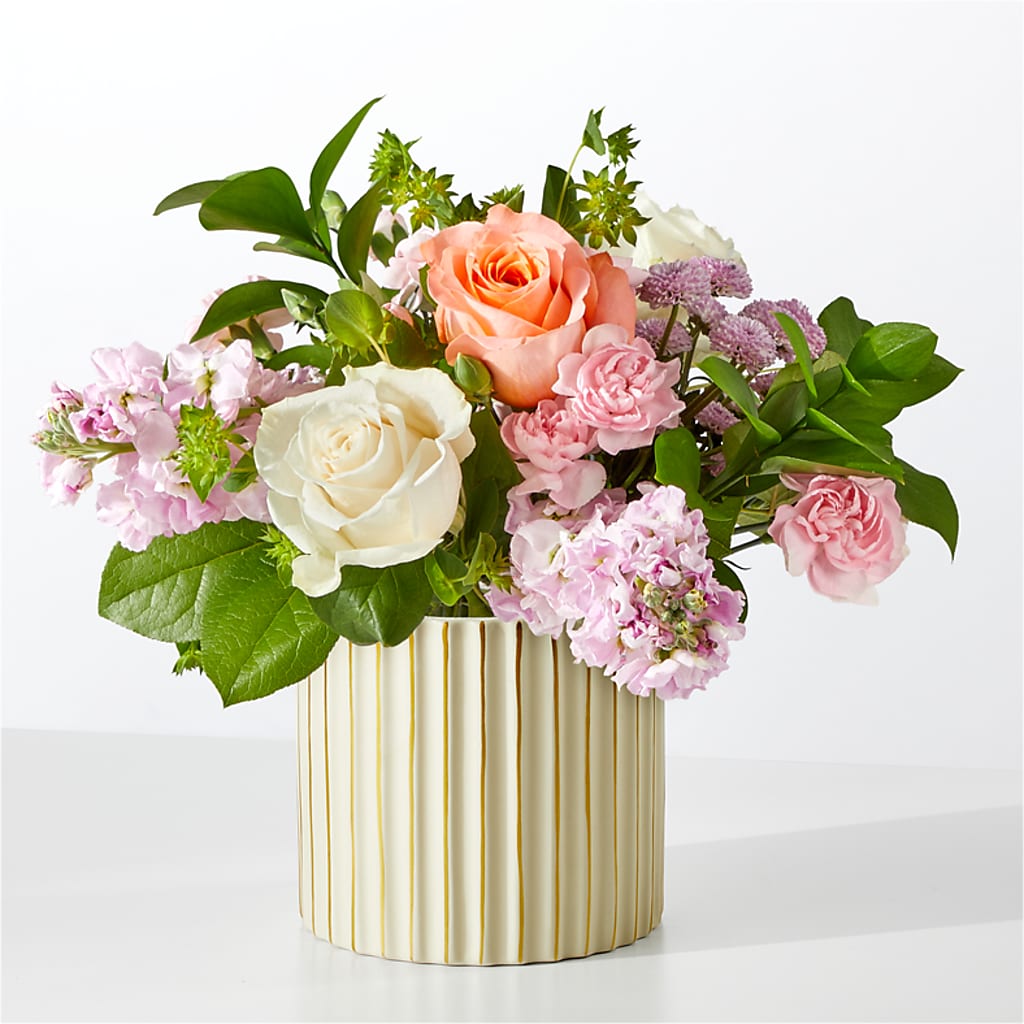 French Market Bouquet with Ivory Vase – Rose Girls, Whittier CA