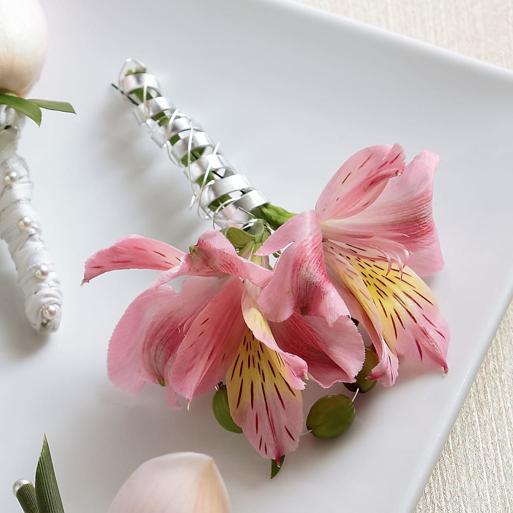 Pink Peruvian Lily Boutonniere – Rose Girls, Whittier CA