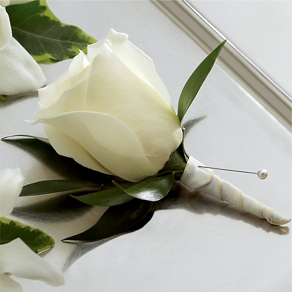 White Rose Boutonniere – Rose Girls, Whittier CA
