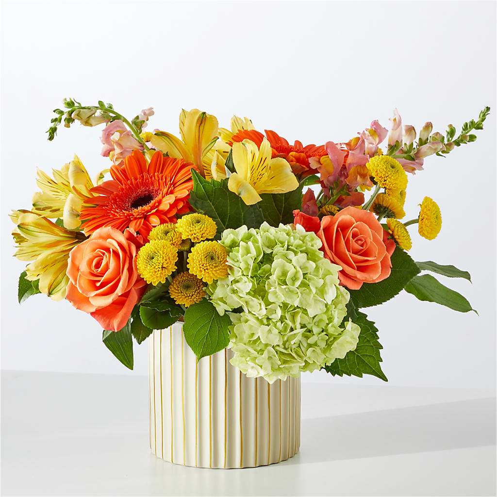 Autumn Sunshine Bouquet with Ivory Vase –  Rose Girls, Whittier CA