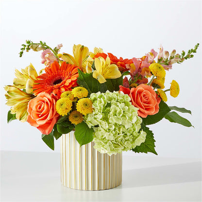 Autumn Sunshine Bouquet with Ivory Vase –  Rose Girls, Whittier CA