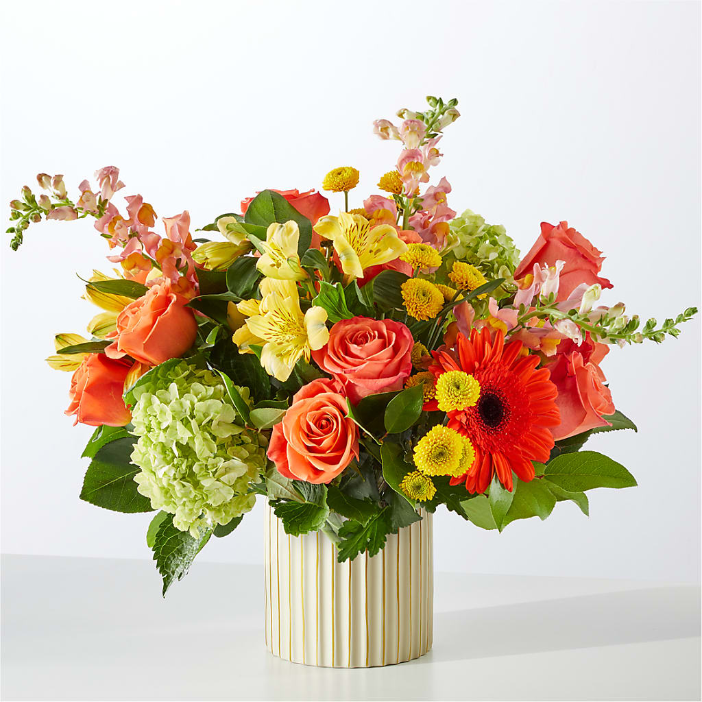 Autumn Sunshine Bouquet with Ivory Vase –  Rose Girls, Whittier CA