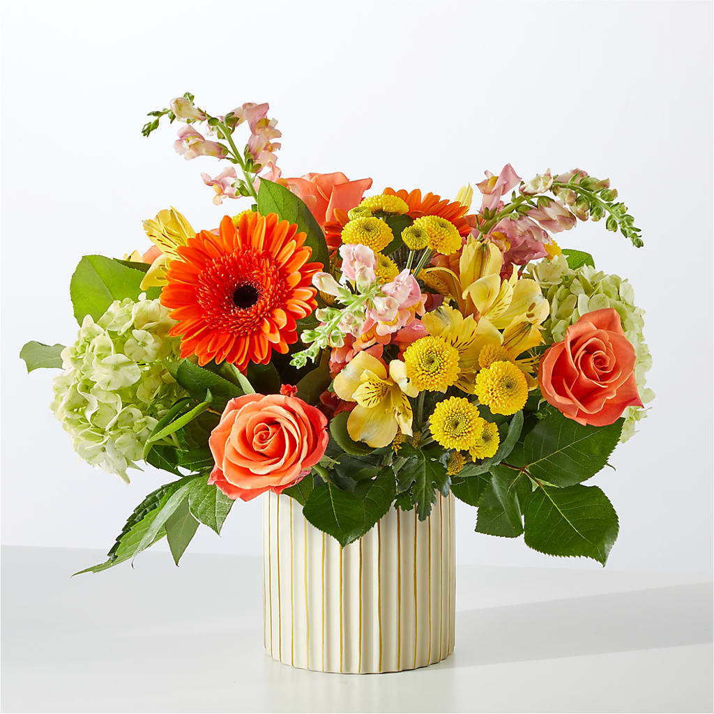 Autumn Sunshine Bouquet with Ivory Vase –  Rose Girls, Whittier CA