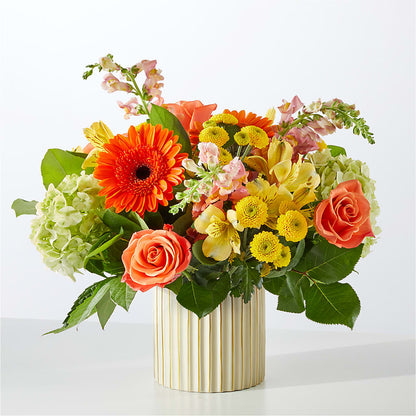 Autumn Sunshine Bouquet with Ivory Vase –  Rose Girls, Whittier CA