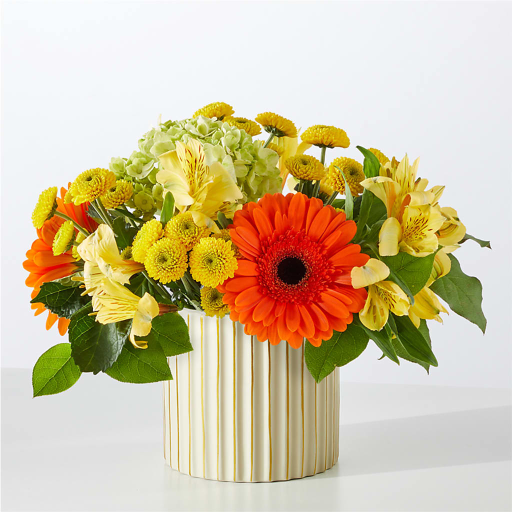 Autumn Sunshine Bouquet with Ivory Vase –  Rose Girls, Whittier CA