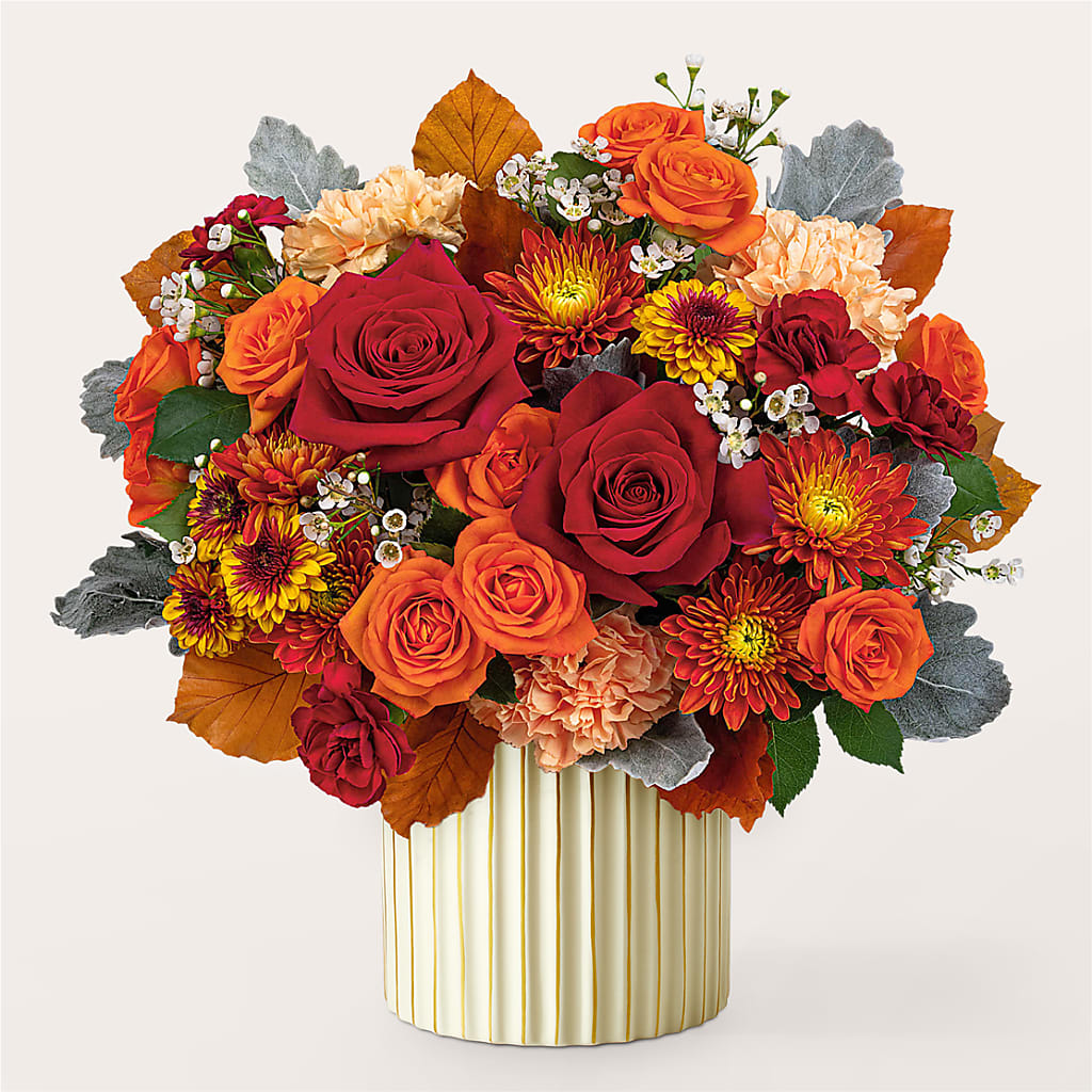 Merlot Bouquet with Ivory Vase –  Rose Girls, Whittier CA