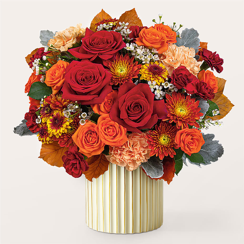 Merlot Bouquet with Ivory Vase –  Rose Girls, Whittier CA