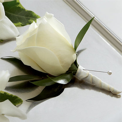 White Rose Boutonniere –  Rose Girls, Whittier CA